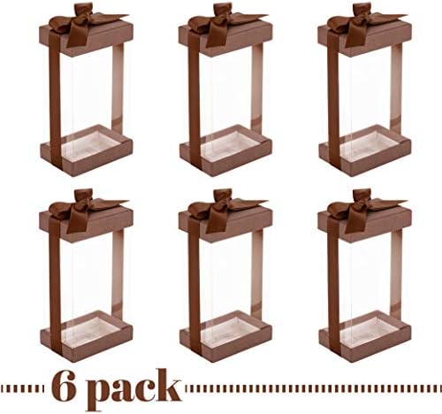 Hammont Clear Gift Box 6 Pack with Base Lid and Ribbon