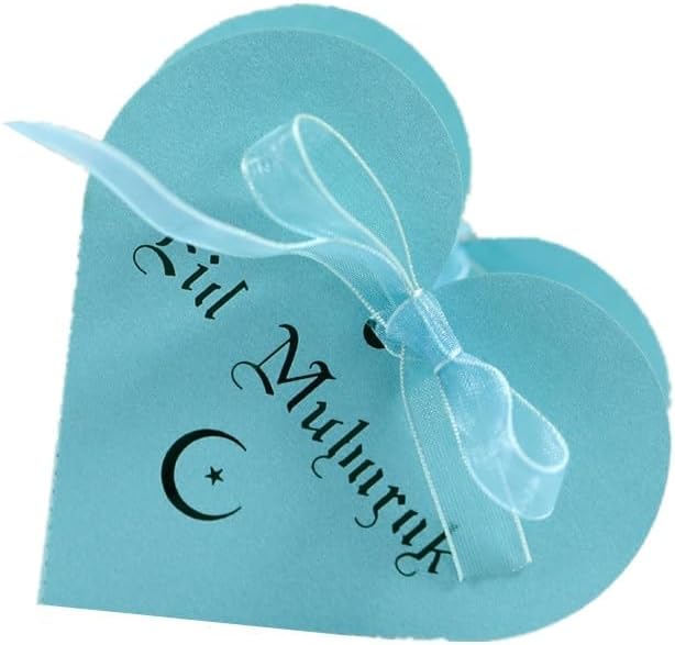 MODADA Heart Shaped Candy Box Gift Bags for Ramadan Eid Mubarak Parties