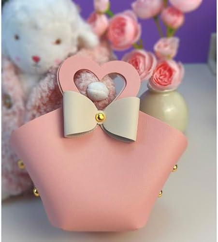 Topoloar 10 Pack Pink Mini PU Leather Gift Bags with Handle