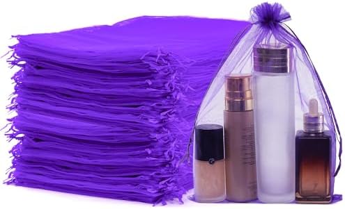 Meowoo 100PCS Organza Bags Drawstring Purple