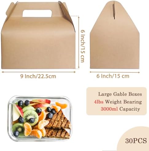 Unarty 30 PCS Large Kraft Gable Boxes for Party
