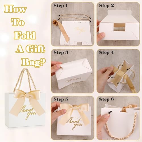 30 Pack Mini Thank You Gift Bags with Handle and Bow