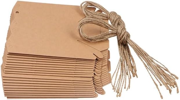 GUEDKIKL 20 Pcs Hexagon Kraft Paper Gift Boxes with Twine