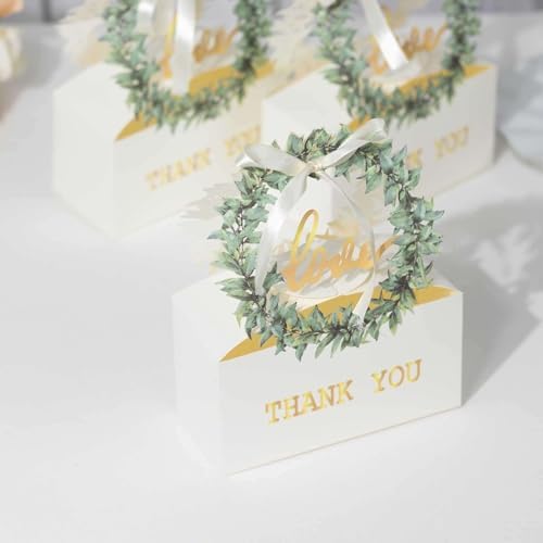 Efavormart 25 Pack White Love Wreath Gift Boxes With Ribbon