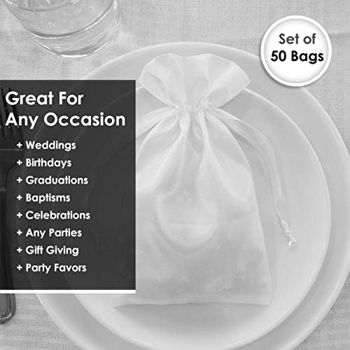 5 Inch x 8 Inch White Satin Gift Bags 50 Per Pack