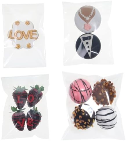 RomanticBaking 500Pcs Clear Cellophane Bags for Treats and Gifts