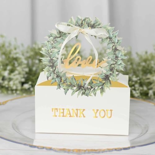 Efavormart 25 Pack White Love Wreath Gift Boxes With Ribbon