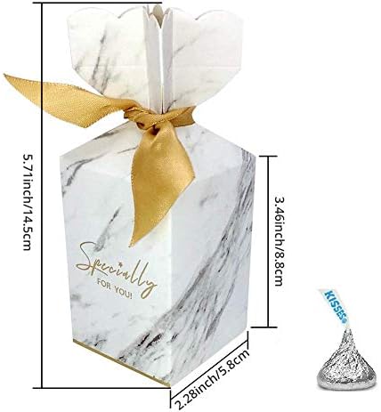 BAUMA AUTO 50Pcs Wedding Candy Boxes with Gold Ribbons