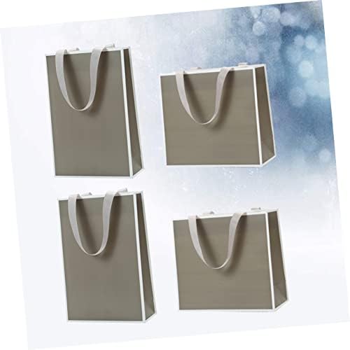 CALLARON 4Pcs Grey Paper Bags with Strong Rope Handles