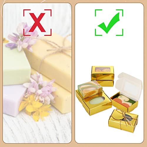 Yexiya 60 Pcs Kraft Soap Boxes with Window for Gifts
