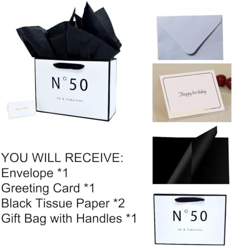JUNESHE 50th Birthday Gift Bag for Men Women