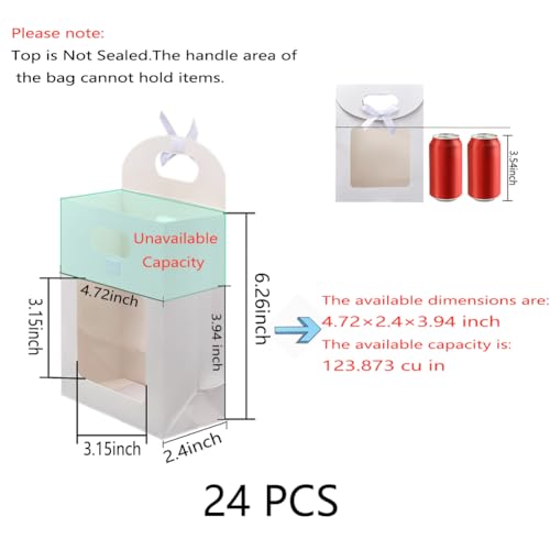 Nbeads 24 Pcs Small White Kraft Paper Bags with Window