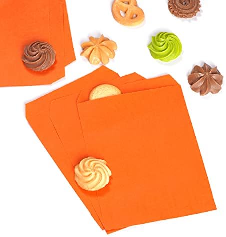 Quotidian Orange Flat Kraft Paper Bags 5x7in Pack of 100