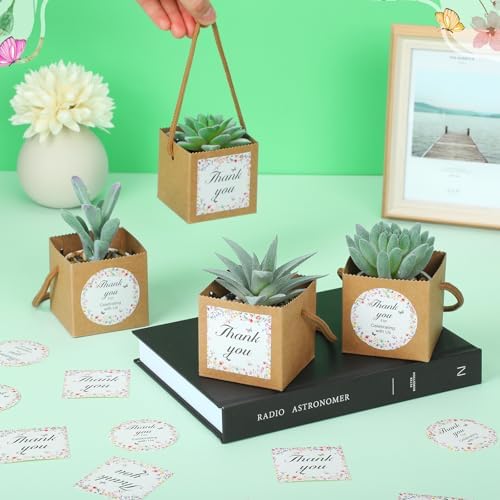 Faccito 60 Pack Succulent Wrap Bags with Wildflower Stickers