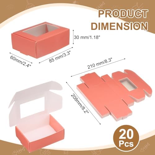 Uxcell 30Pcs Mini Kraft Soap Boxes with Clear Window Pink