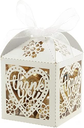 COTOPHER 60pcs Laser Cut Thank You Gift Boxes with Ribbons