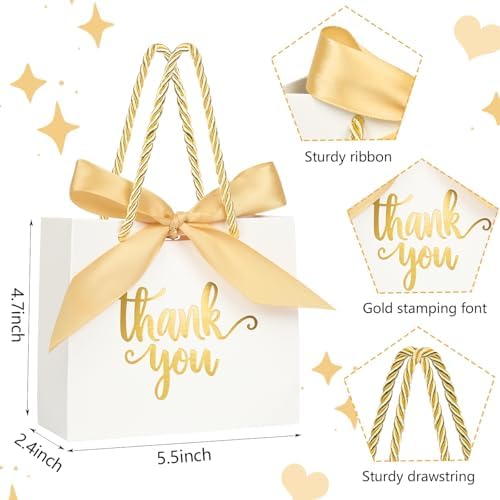 Nimbbex 50 Pack Mini Thank You Gift Bags with Handles