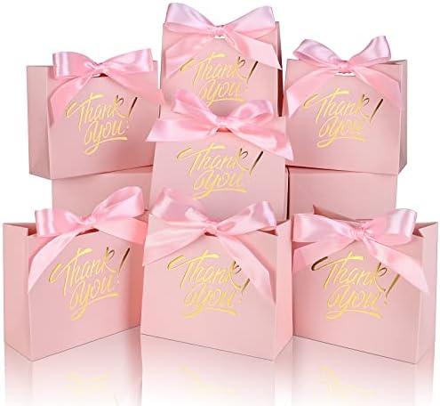 Small Thank You Gift Bags 60 Pack Gold Foil Bow Ribbons