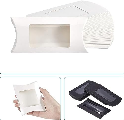 40pcs White Paper Mini Pillow Packaging Box with Clear Window