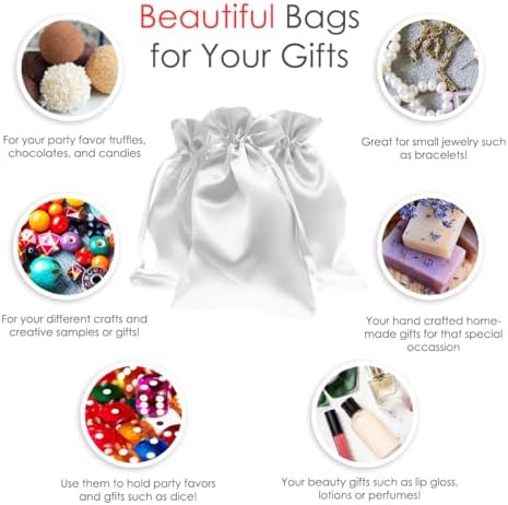 5 Inch x 8 Inch White Satin Gift Bags 50 Per Pack