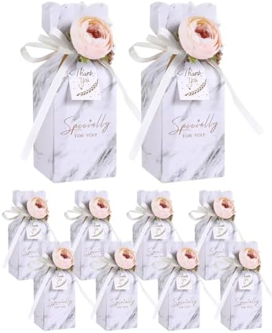 Liobelon 10 Piece Floral Gift Boxes with Ribbons