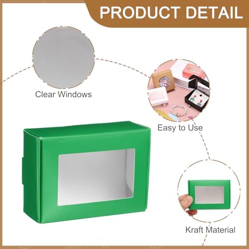 Uxcell 20Pcs Kraft Soap Boxes with Clear Window Green