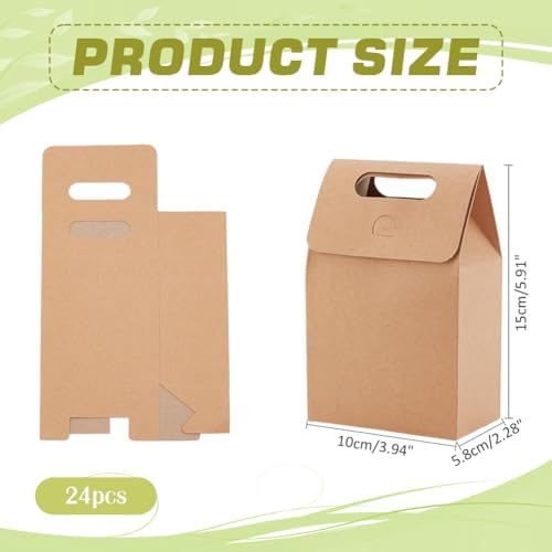 PH PandaHall 24 Pack Brown Gift Boxes with Handles