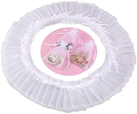 100pcs White Drawstring Organza Gift Bags for Wedding Party Favor