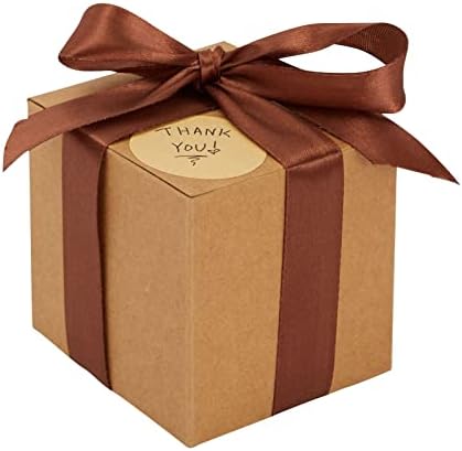 Stockroom Plus 50-Pack Brown Kraft Paper Boxes with Ribbons and Stickers