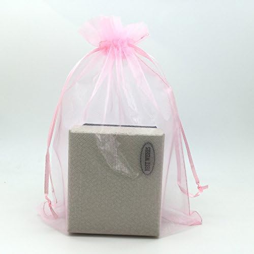100pcs Organza Drawstring Gift Bags 6x9 Inches Pink