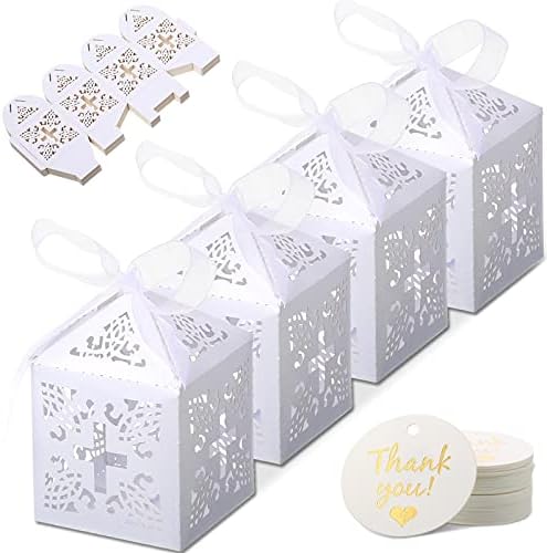 Marspark 50 White Christening Favor Boxes 2x2x3 Inch