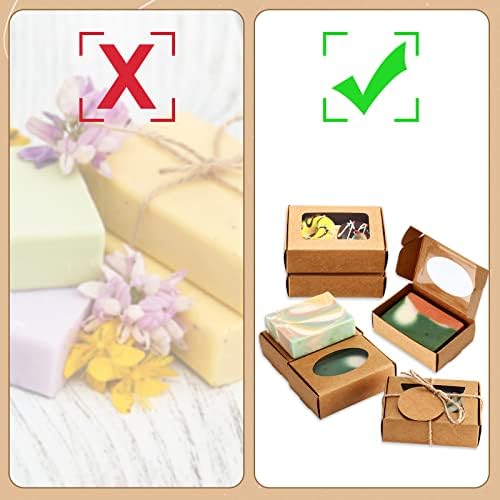 Yexiya 60 Pcs Kraft Gift Boxes with Window