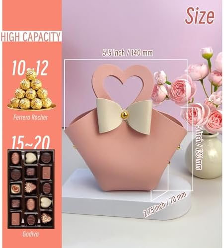 Topoloar 10 Pack Pink Mini PU Leather Gift Bags with Handle