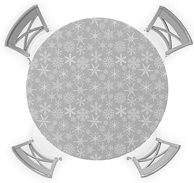 ZOE GARDEN Christmas Snowflake Round Waterproof Table Cover