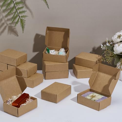 PH PandaHall 20pcs Brown Gift Box for Party Wedding Favor Packaging