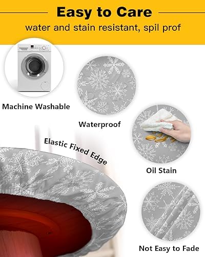ZOE GARDEN Christmas Snowflake Round Waterproof Table Cover
