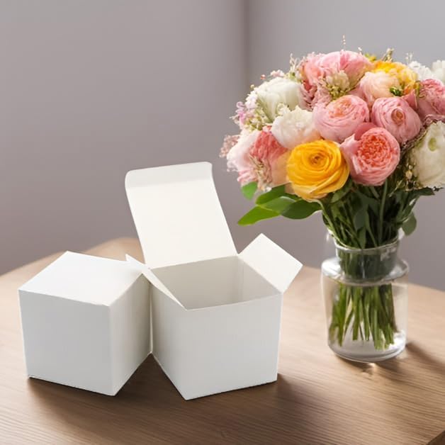 Oletx 25 Pcs White Gift Boxes 4x4x4 Inch with Lids