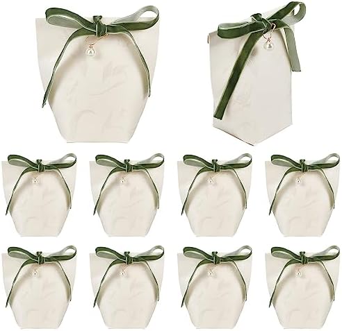 PLIGREAT 10 Pcs Pearl Ribbon Gift Boxes