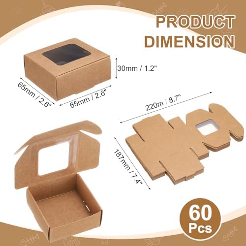 Uxcell 60Pcs Mini Kraft Soap Boxes with Clear Window