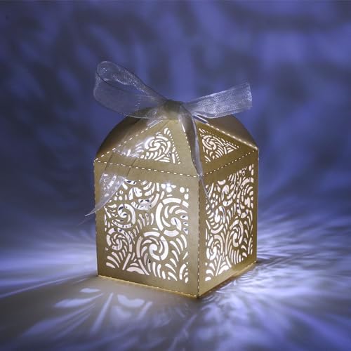 COTOPHER 100Pcs Laser Cut Beige Gift Boxes