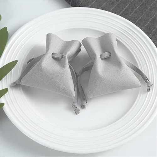 20pcs 8x10cm Microfiber Jewelry Drawstring Pouches Gray
