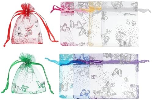 PATIKIL Organza Gift Bags 50 Pcs Multicolor Silver