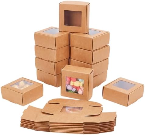 HOBBIESAY 20Pcs Folding Paper Boxes with Clear Window