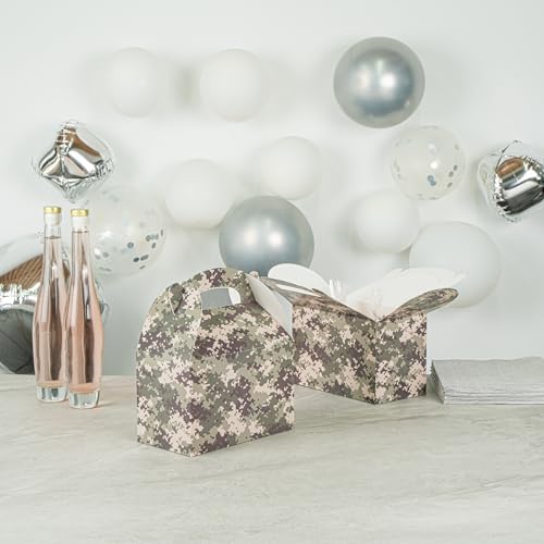 Restaurantware Camouflage Gable Party Boxes 25 Count With Handle