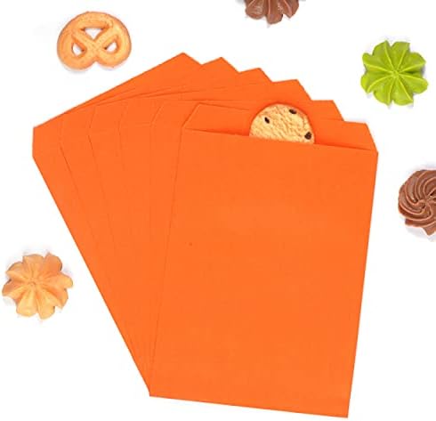 Quotidian Orange Flat Kraft Paper Bags 5x7in Pack of 100