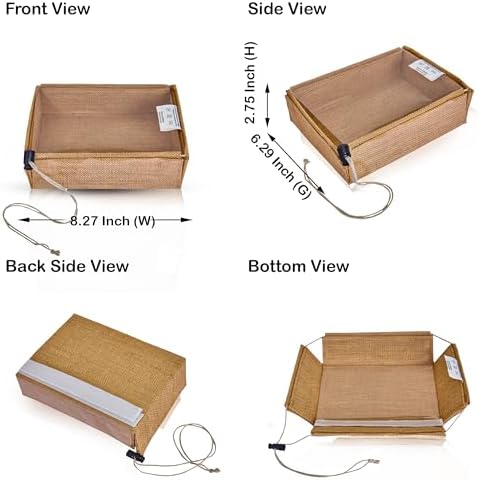 Jucobee 12 Pack Juco Burlap Gift Boxes with Drawstring and PVC Window