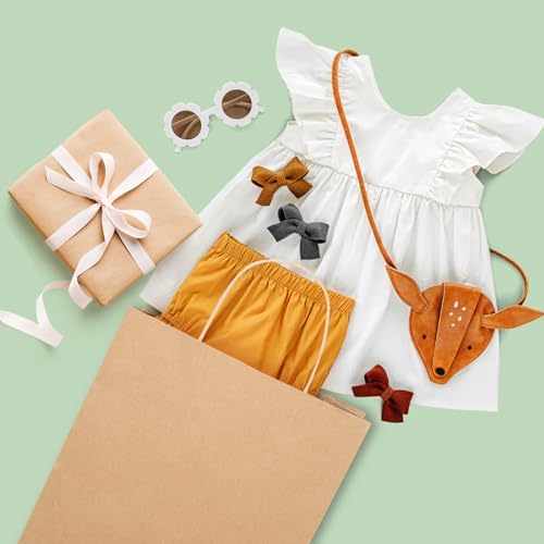 GSSUSA 10x5x13 Brown Paper Bags with Handles 100Pcs