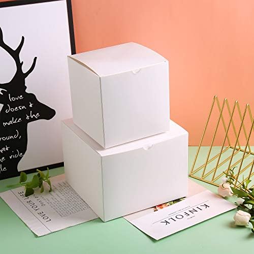 SHIPKEY 100PCS White Cardboard Gift Boxes with Lids