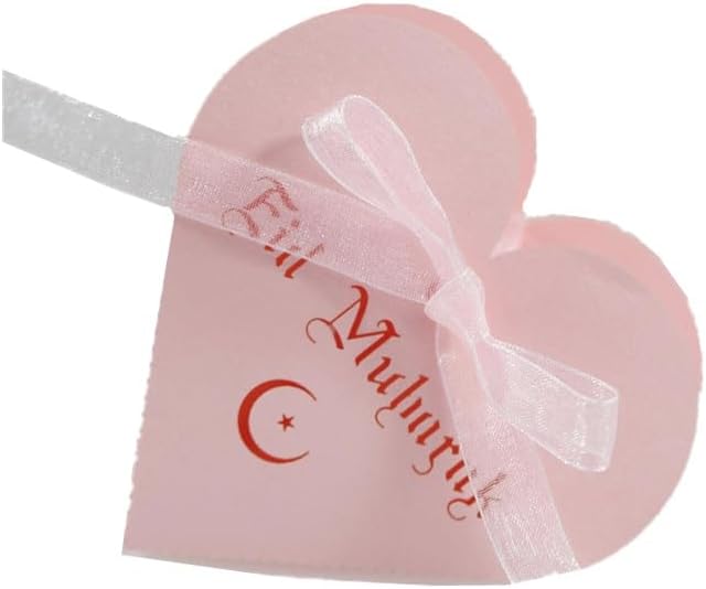 MODADA Heart Shaped Candy Box Gift Bags for Ramadan Eid Mubarak Parties