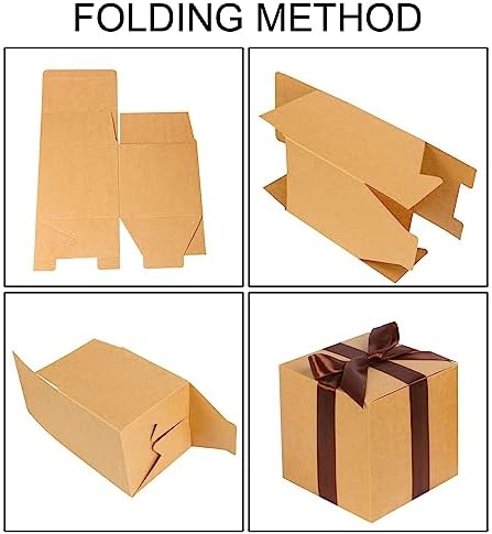 COTOPHER 25 Pack Brown Cube Gift Boxes with Lids and Ribbons